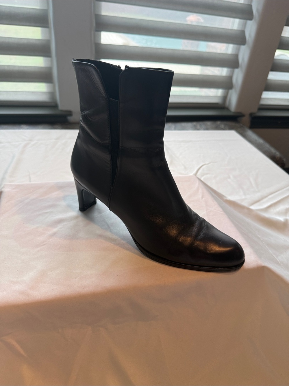 Stuart Weitzman Black Leather Mid-Calf Ankle Boots